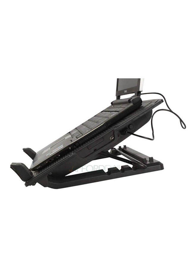 Generic - 5 Way Adjustable Stand Rack Notebook Laptop Pc Cooling Pad Powerful Fan Cooler Black - Image 1
