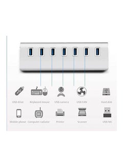 موزع USB 7 منافذ USB 3 0 من Trands مصنوع من الألومنيوم متعدد المنافذ مع كابل مدمج - v1648115366/N52985432A_2