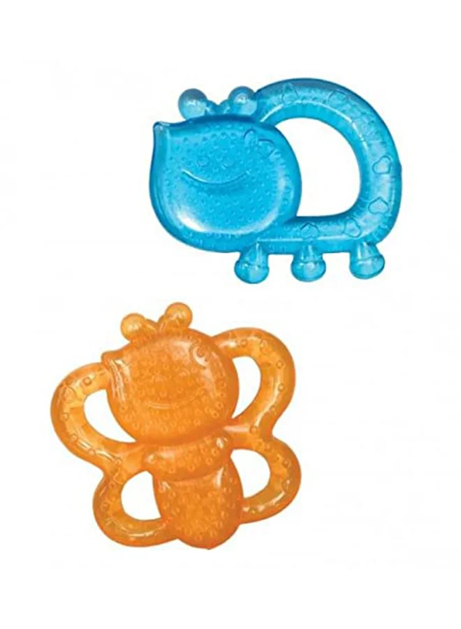 infantino Garden Teething Pals Water Filled Teethers, 0+ M, Pack of 2 - Orange/Blue