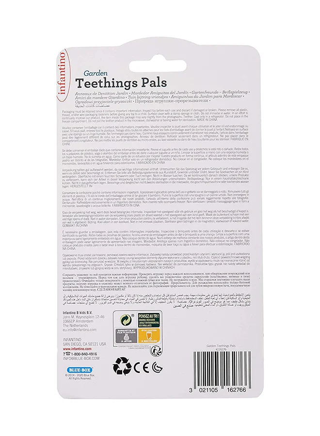 infantino Garden Teething Pals Water Filled Teethers, 0+ M, Pack of 2 - Orange/Blue
