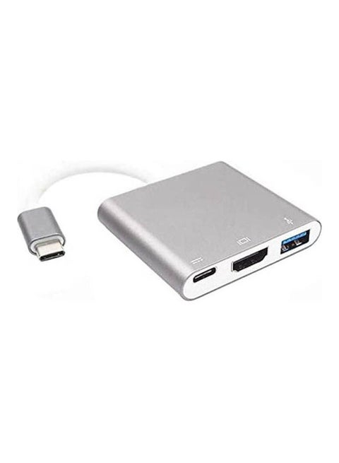 Usb Type C To Hdmi Adapter 4K Usb 3.1 Type C Multiport Hdmi Converter For Macbook, Chromebook Pixel Devices And More Usb C Devices To Hdtv/Projector Silver Silver