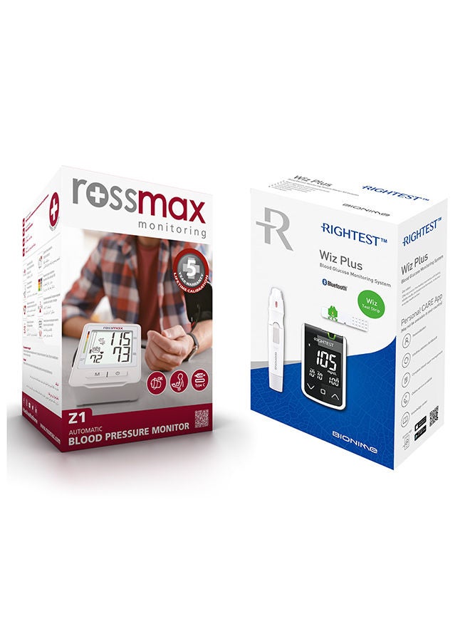 Bionime - Rightest WizPlus glucometer With 10 strips With Rossmax Z1 Blood pressure monitor - Image 1