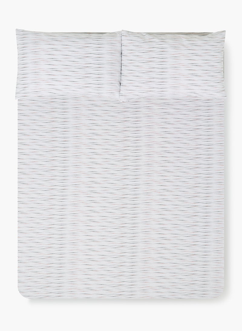 Amal - Fitted Bedsheet Set Twin Size High Quality 100% Cotton Percale 144 TC Light Weight Everyday Use 1 Bed Sheet And 2 Pillow Cases Printed White Dotted Pattern Cotton White Dotted Pattern 120 x 200 + 33cm - Image 1