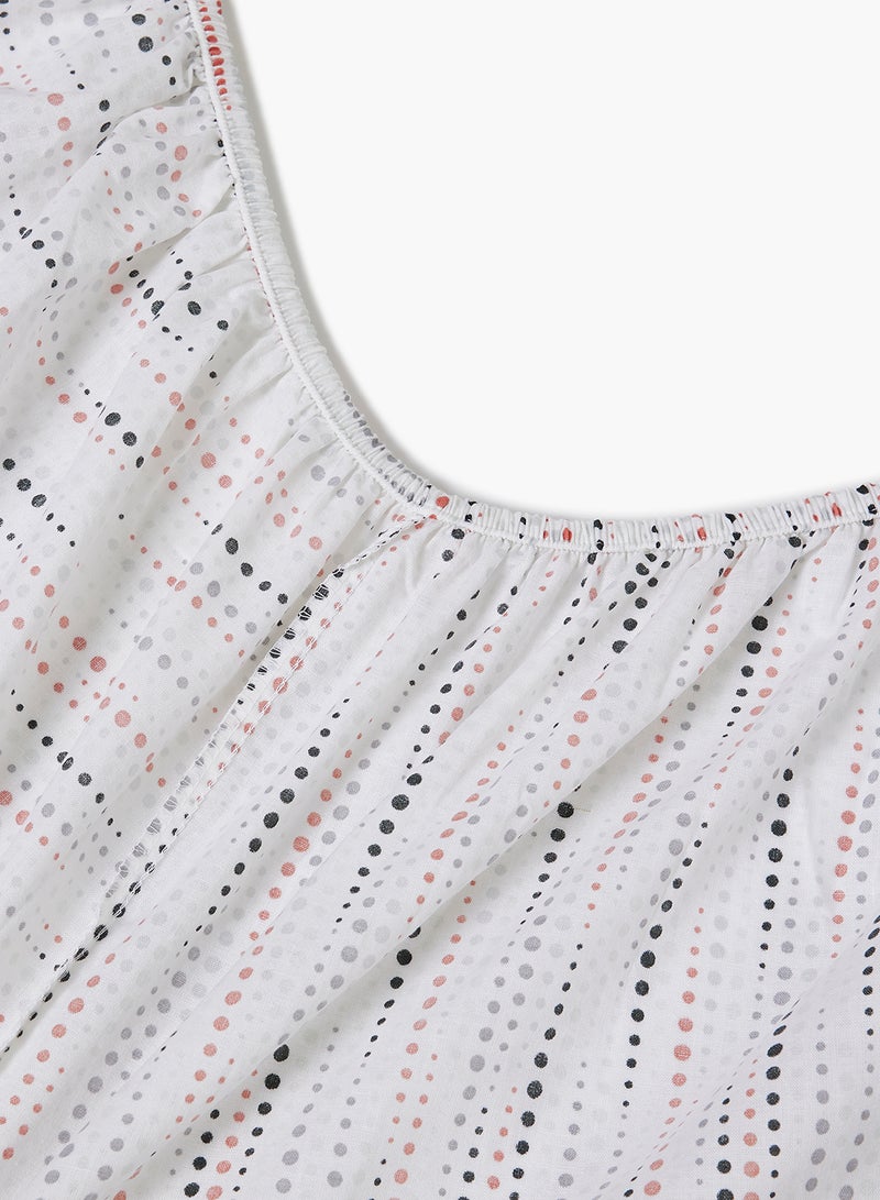 Amal - Fitted Bedsheet Set Twin Size High Quality 100% Cotton Percale 144 TC Light Weight Everyday Use 1 Bed Sheet And 2 Pillow Cases Printed White Dotted Pattern Cotton White Dotted Pattern 120 x 200 + 33cm - Image 1