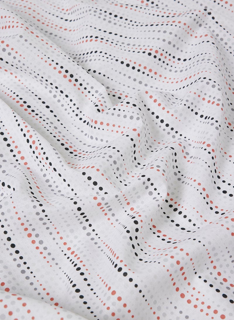 Amal - Fitted Bedsheet Set Twin Size High Quality 100% Cotton Percale 144 TC Light Weight Everyday Use 1 Bed Sheet And 2 Pillow Cases Printed White Dotted Pattern Cotton White Dotted Pattern 120 x 200 + 33cm - Image 1