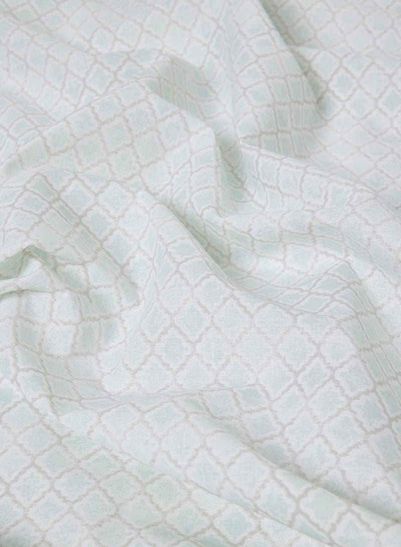 Amal - Fitted Bedsheet Set King Size High Quality 100% Cotton Percale 144 TC Light Weight Everyday Use 1 Bed Sheet And 2 Pillow Cases Printed Azzure Blue Cotton Azzure Blue - Image 1
