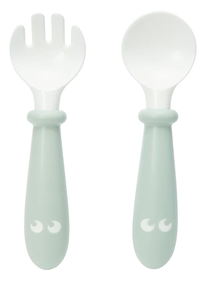 BABYBJORN Pack Of 6 Baby Plate, Spoon, Fork - Powder Green