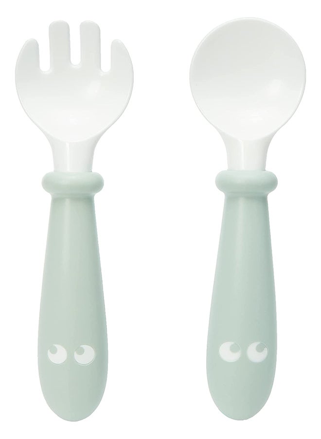 BABYBJORN - Pack Of 6 Baby Plate, Spoon, Fork - Powder Green - Image 1