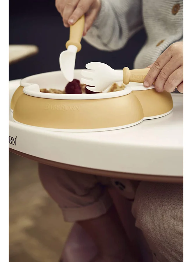 BABYBJORN Pack Of 2 Baby Spoon And Fork Powder Yellow And White