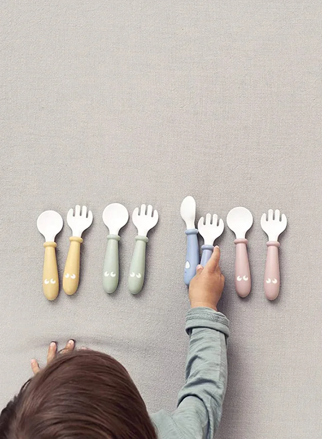 BABYBJORN Pack Of 2 Baby Spoon And Fork Powder Yellow And White