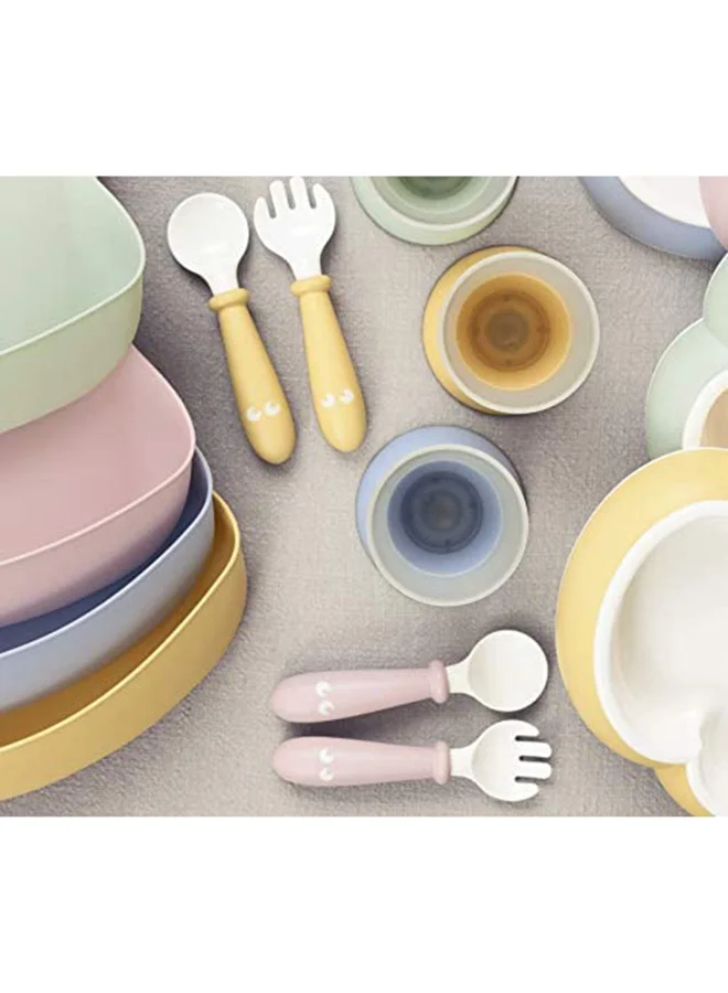 BABYBJORN Pack Of 2 Baby Spoon And Fork Powder Yellow And White