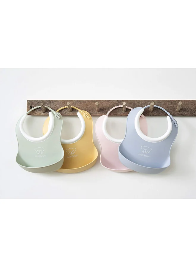 BABYBJORN Pack Of 2 Small Baby Feeding Bib - Powder Yellow, Powder Blue