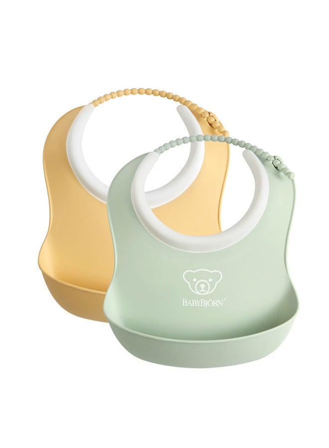 BABYBJORN - Pack Of 2 Small Baby Bib - Powder Yellow And Powder Green - Image 1