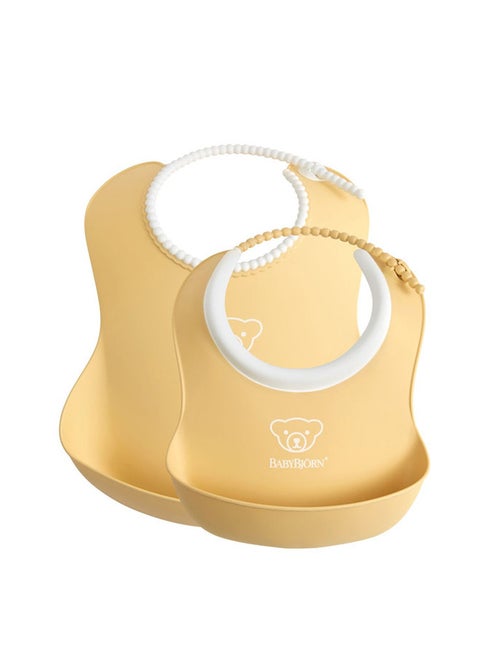 2 - Pieces Feeding Baby Bib Set - Powder Yellow
