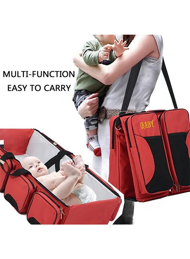 Baby - 4-in-1 Multifunctional Large Capacity Traveling Baby Diaper Bag With Waterproof Cushioning - Red - Image 1