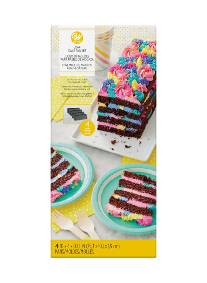 Wilton - 4-Piece Easy Layers Loaf Cake Pan Set Black 10x4x0.75inch - Image 1