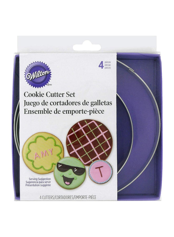 Wilton 4-Piece Circle Nesting Cookie Cutter Set Silver Cutter 1x2.5, Cutter 1x3.25, Cutter1x4.25, Cutter 1x5.25inch - Image 1