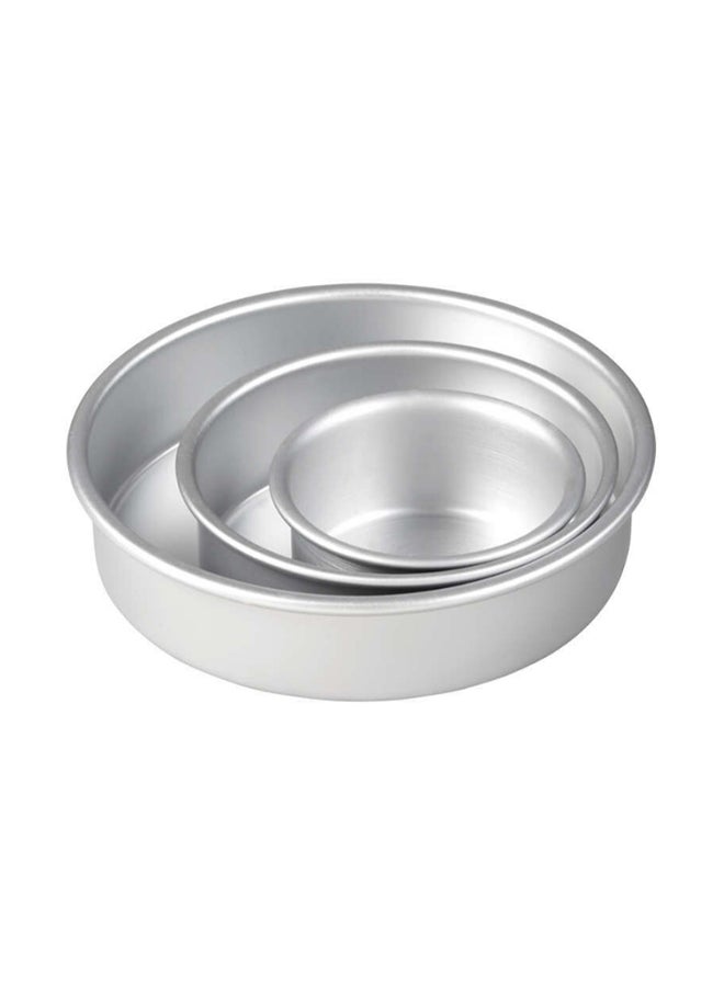 Wilton 3-Piece Aluminium Round Cake Pan Set Silver Small Pan (4x2Inch), Medium Pan (6x2inch), Big Pan Silver 8x2inch - Image 1