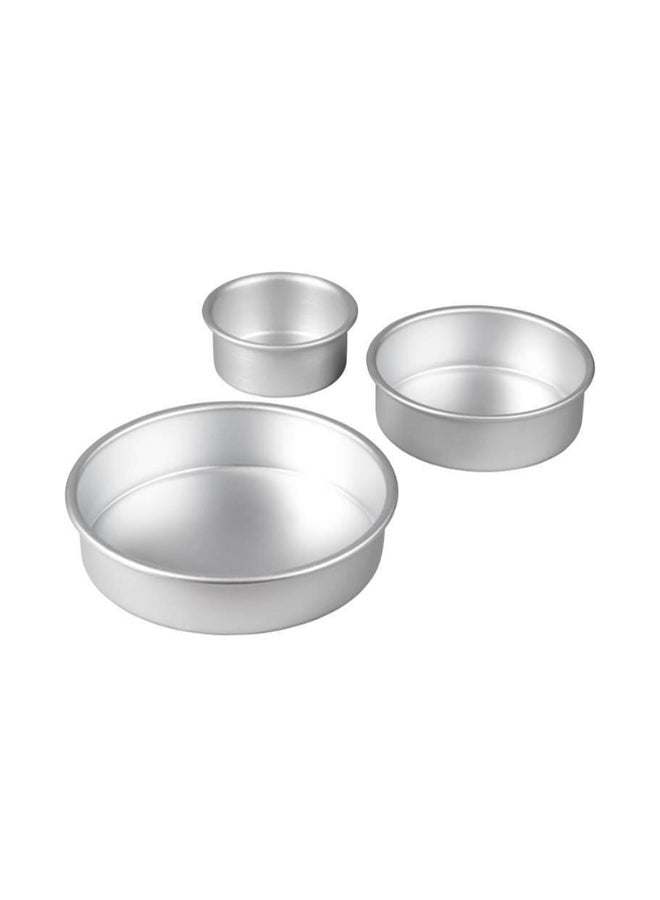 Wilton 3-Piece Aluminium Round Cake Pan Set Silver Small Pan (4x2Inch), Medium Pan (6x2inch), Big Pan Silver 8x2inch - Image 2