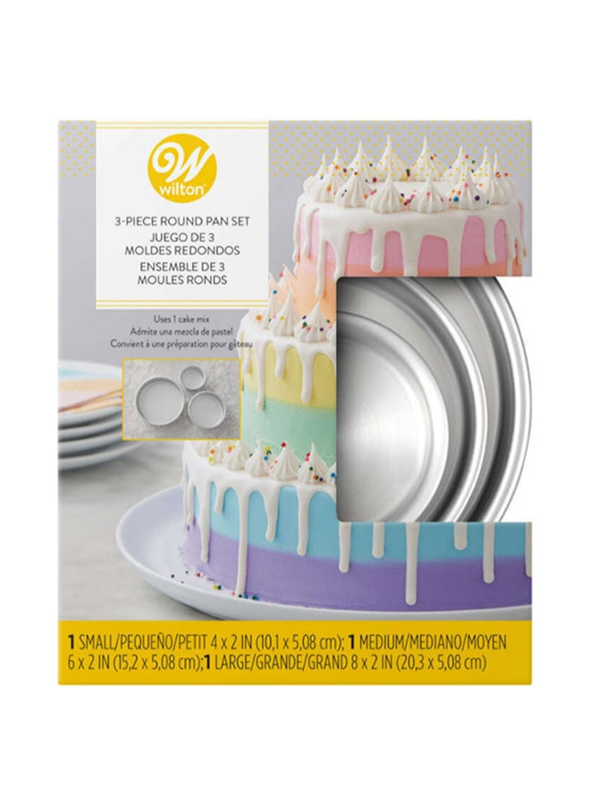 Wilton 3-Piece Aluminium Round Cake Pan Set Silver Small Pan (4x2Inch), Medium Pan (6x2inch), Big Pan Silver 8x2inch - Image 4