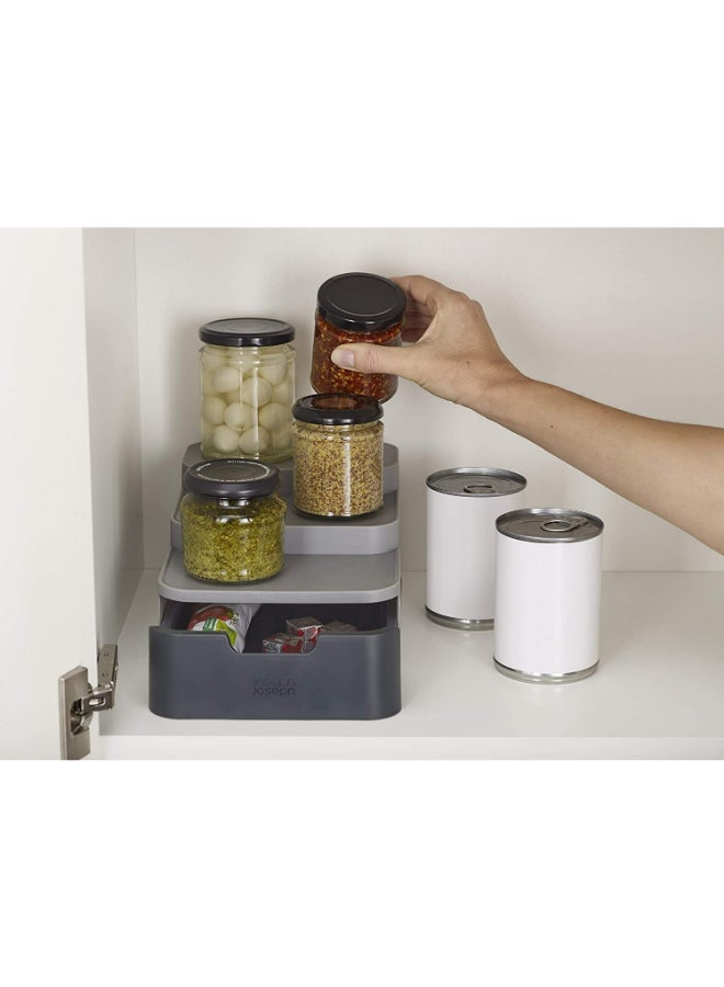Joseph Joseph Compact Tiered Kitchen Storage Organizer Grey/Black 11 x 16.5 x 26cm  - Image 3