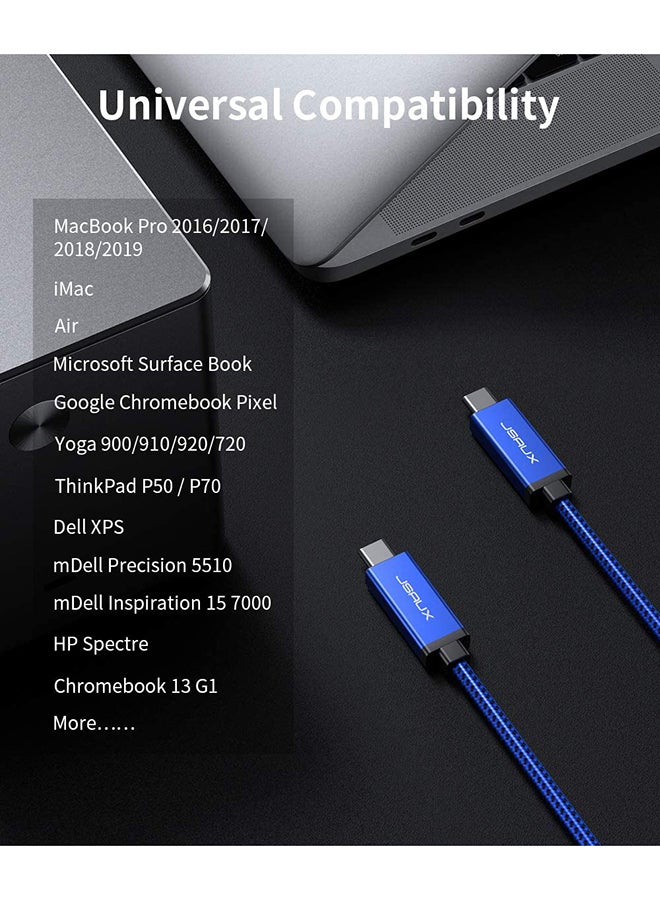 JSAUX - Usb C-Usb C Thunderbolt Armor Series 1M Blue - Image 1
