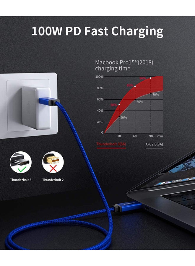 JSAUX - Usb C-Usb C Thunderbolt Armor Series 1M Blue - Image 1