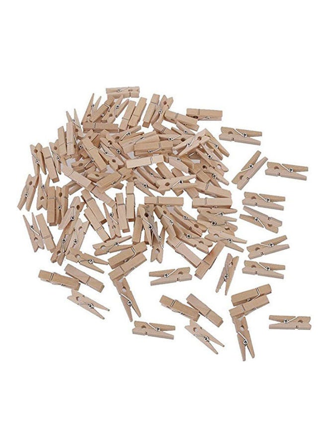 كينجلاك Natural Jute Twine With 100 Pcs Mini Natural Wooden Clothespins Photo Pegs Craft Pictures Clips Brown 100meter  - Image 2