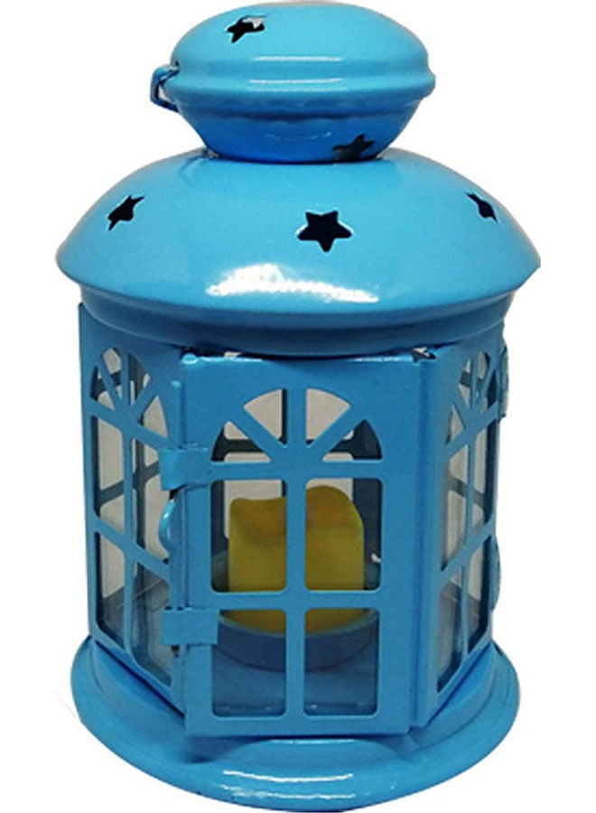Metal Lantern For Small Candles Blue 21cm