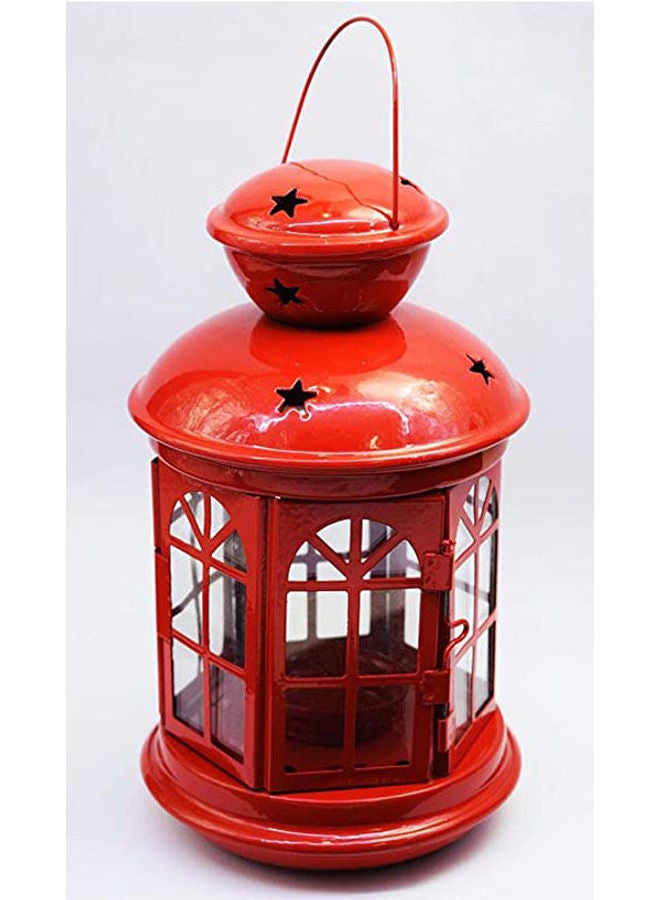 Metal Lantern For Small Candles Red 22cm - Image 2