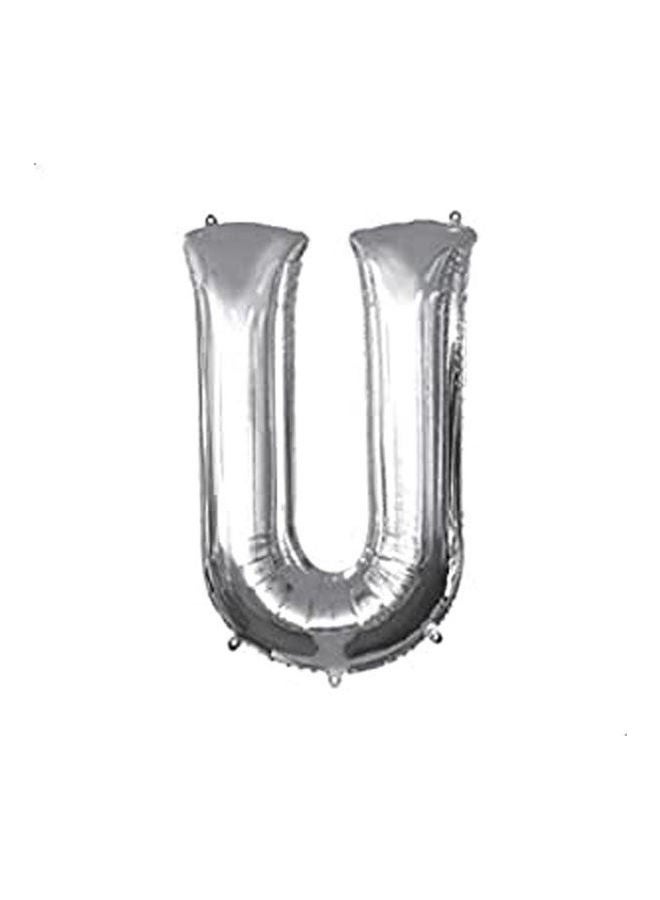 Letter U Supershape Helium Balloon Silver 