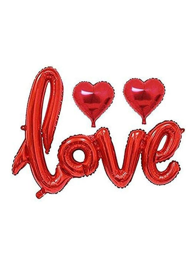 Salux Love Script Foil Balloon With 2 Large Hearts Red Lcm 