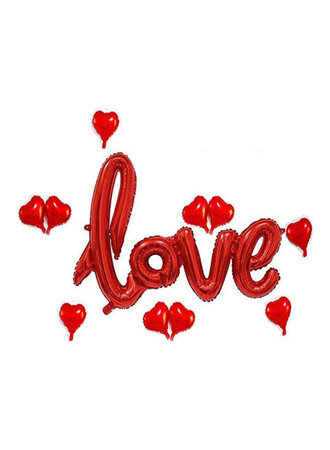 سالوكس بالون من رقائق معدنية مكتوب عليه Love Script لحفل الزفاف وعيد الحب مع 8 قلوب 