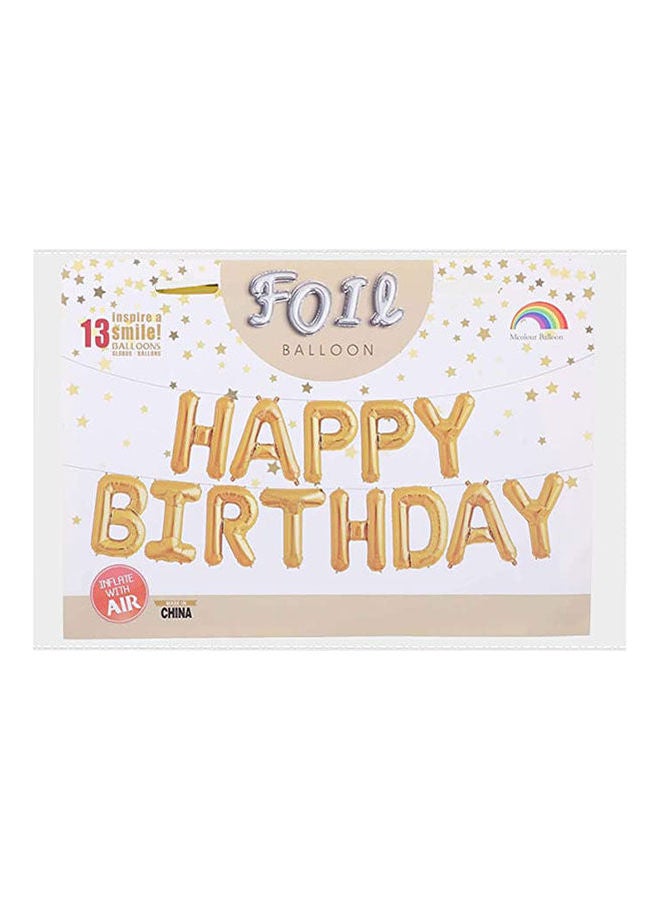 Mcolour Balloon Balloon Happy Birthday Letters Foil Balloons Set Of 13 Gold  - Image 1