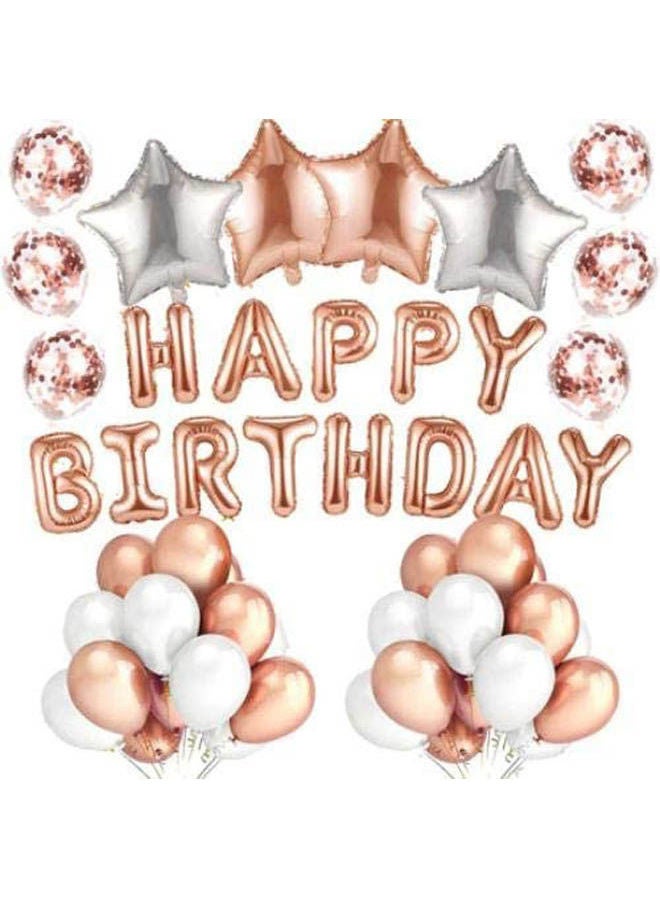 Secret Birthday Party Balloons - Party Decorations Latex Confetti Balloon Happy Birthday Banner Letter Foil Balloon Assorted Color Star Gold 