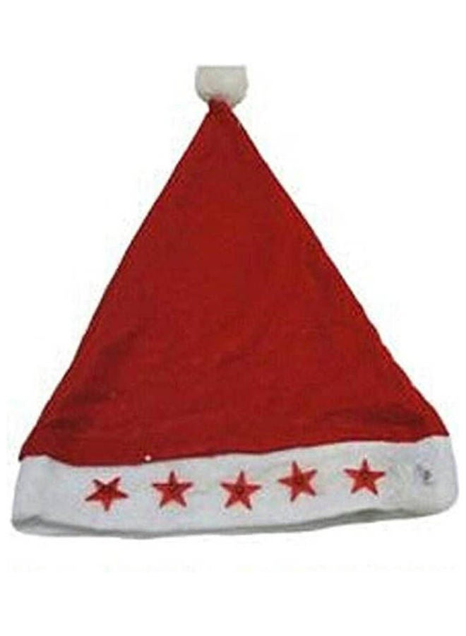 Christmas Santa Claus Cap With 5 Stars Led Lights Hat 