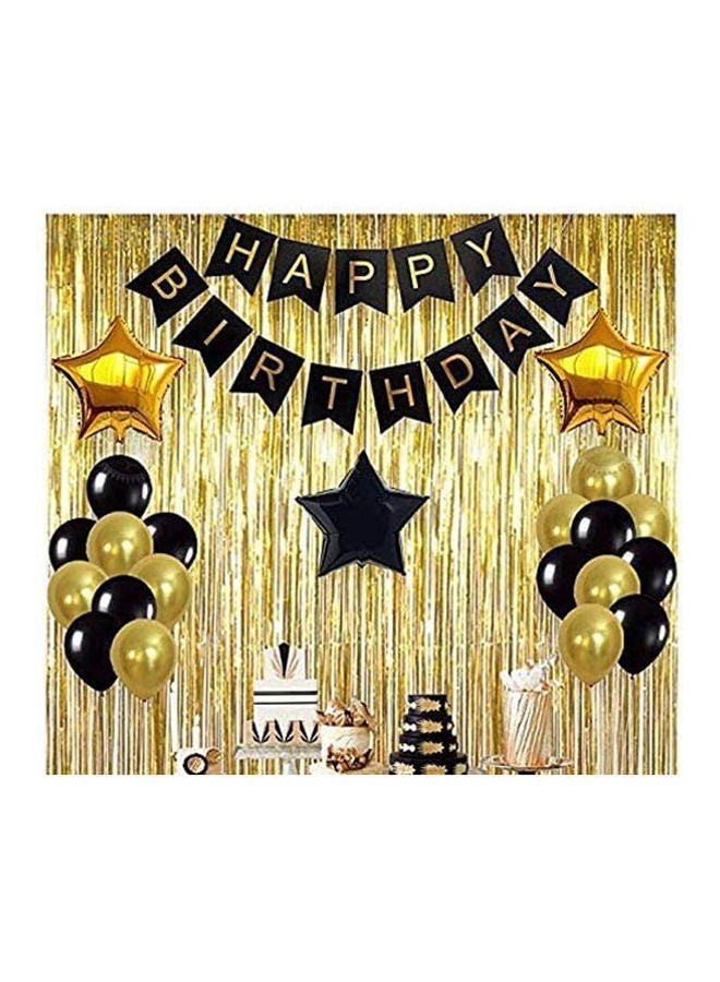 Happy Birthday Banner With Latex & Star Foil Balloons Multiculor - Image 1