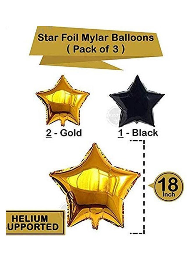 Generic - Black,Gold Balloons And Paper Pom Poms Party Supplies For Birthday Decoration With Pale Champagne Metallic Foil Fringe Tinsel Curtain Happy Birthday Party Decoration Backdrop,Black Decoration Kit ‎24.6x15.4x4.4 - Image 1