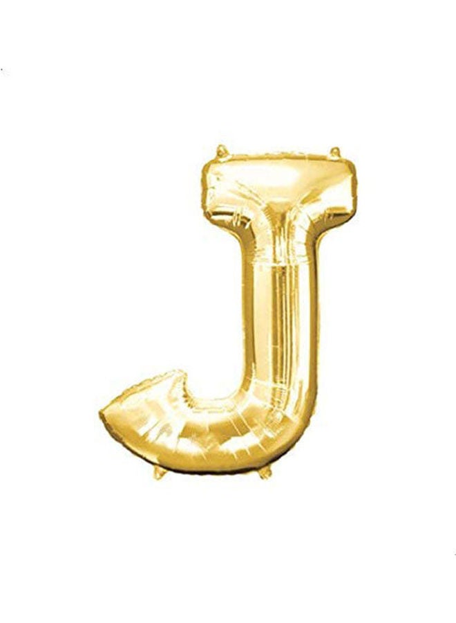 Letter J Supershape Helium Balloon Gold 