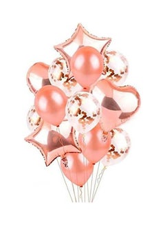 Generic 14 In 1 /Set Rose Gold Star Heart Foil Balloons Air Wedding Decoration Helium Balloon Happy Birthday Party Decoration Kids Baby Party Supplies 
