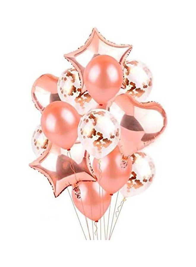 Generic - 14 In 1 /Set Rose Gold Star Heart Foil Balloons Air Wedding Decoration Helium Balloon Happy Birthday Party Decoration Kids Baby Party Supplies - Image 1