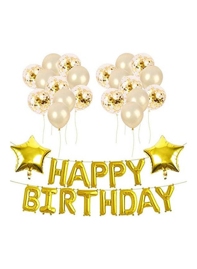 Secret Happy Birthday Banner Foil Letter Balloons, Balloon Set For Birthday Party Gold  - Image 1