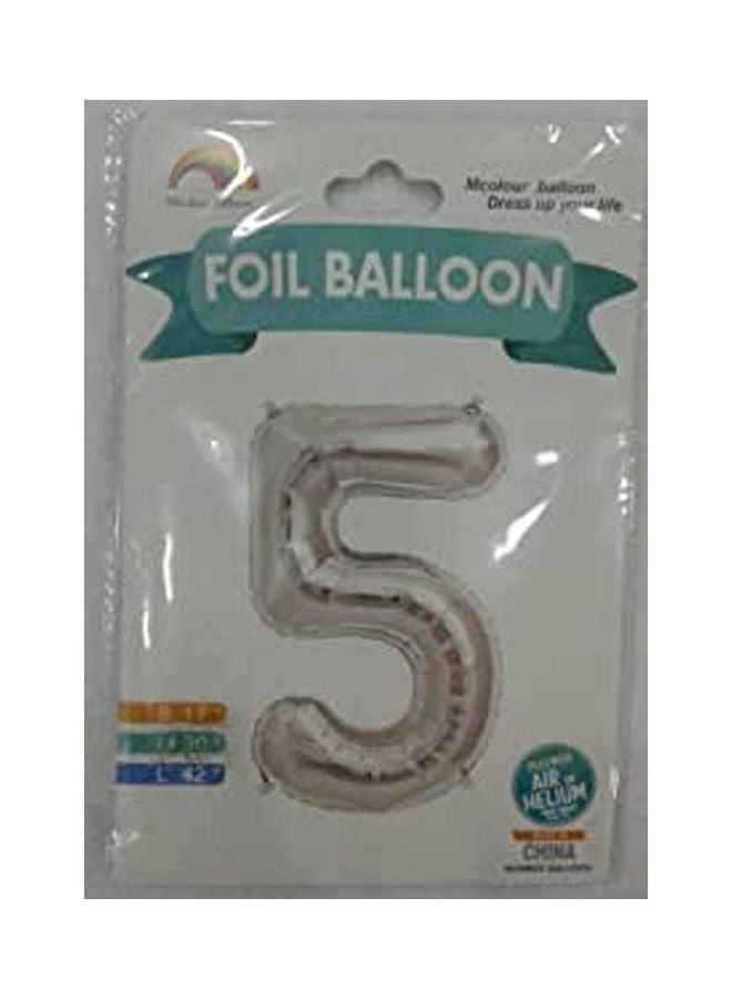 Balloons Number Five 5 Silver ‎ 24.6x12.4x2.6 