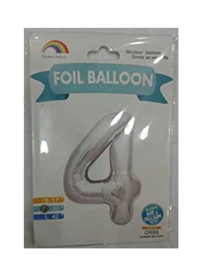 Balloons Number Four 4 Silver ‎ 24.6x12.4x2.6 