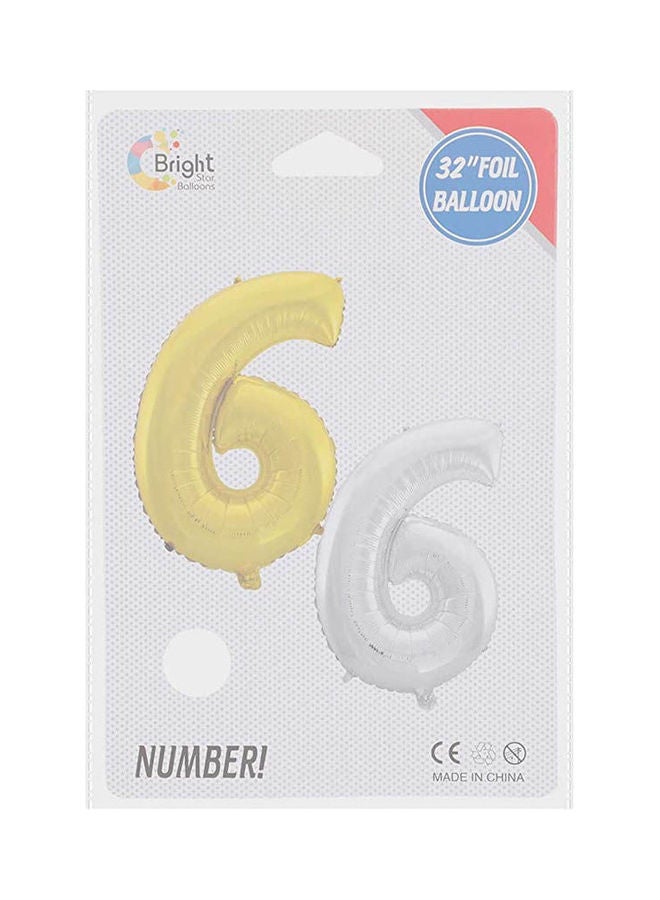 Bright Star Balloons Number 6 Helium Balloon Gold ‎24.6x12.4x2.6 