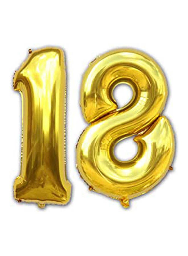 Digit Helium Foil Birthday Party Balloons Number 18 Gold 40inch - Image 1