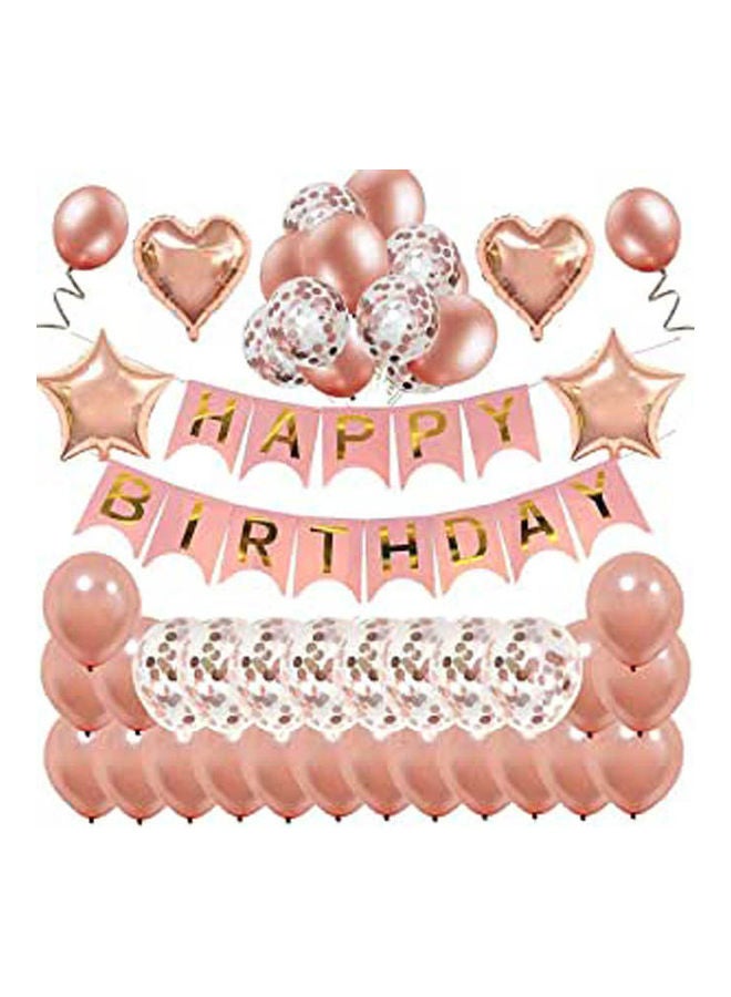 Birthday Decorations Happy Birthday Banner Bunting For Girls And Women With 32 Latex Balloons 10 Confetti Balloons Foil Balloons Party Supplies Gold