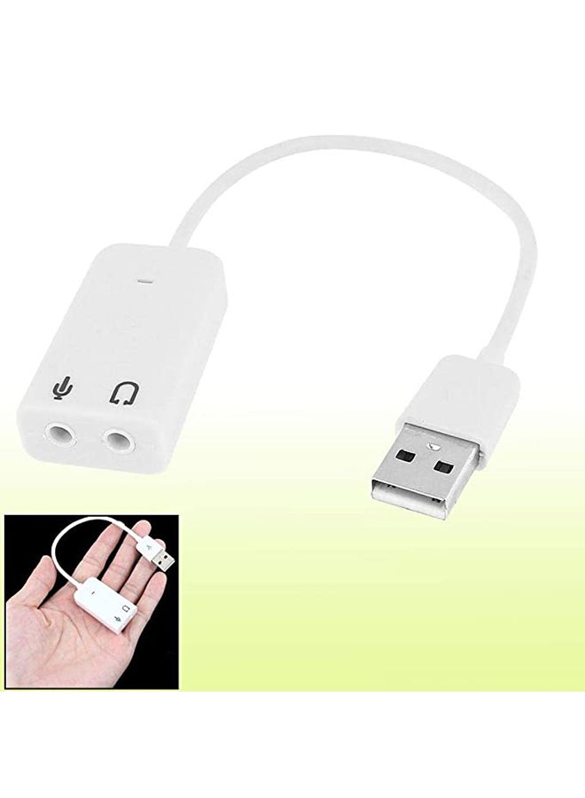 ماركة غير محددة - بطاقة صوتية خارجية USB بتردد قناة افتراضية 7.1 ومنفذ USB 2.0 أبيض - Image 1