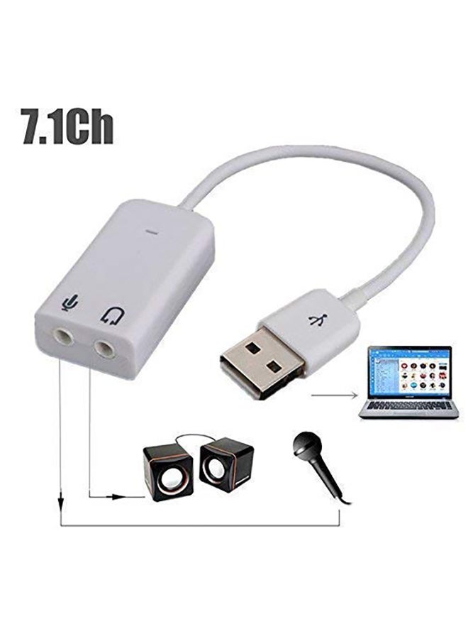 ماركة غير محددة - بطاقة صوتية خارجية USB بتردد قناة افتراضية 7.1 ومنفذ USB 2.0 أبيض - Image 1