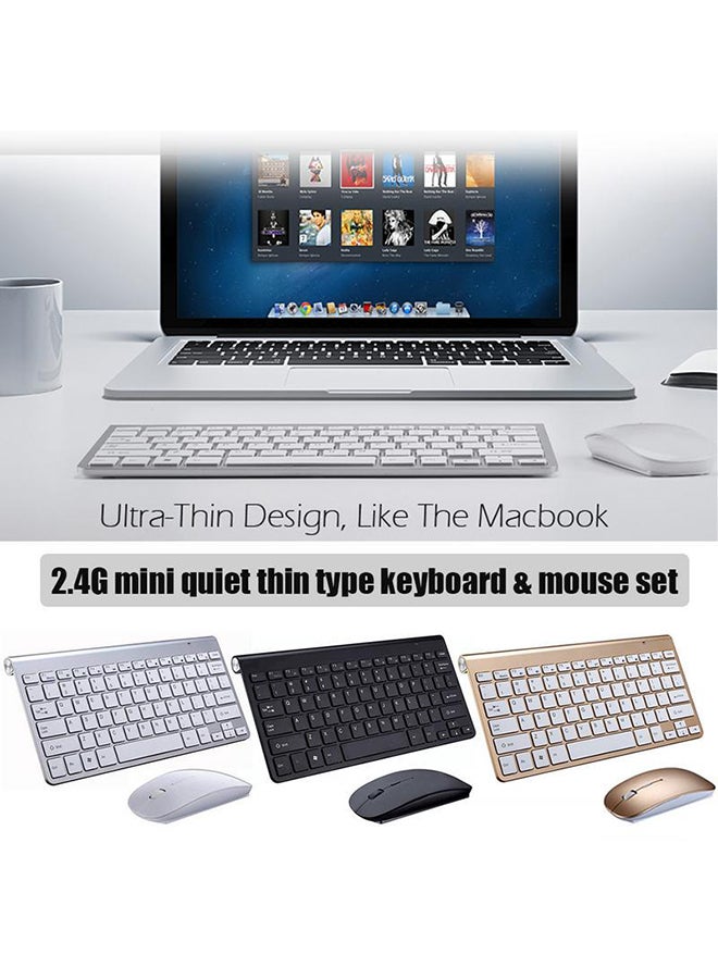 Comaie - 2.4G Textured Ultra Thin Wireless Keyboard Mouse Combo For Apple Mac Silver - Image 1